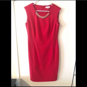 Red Calvin Klein Shift Dress